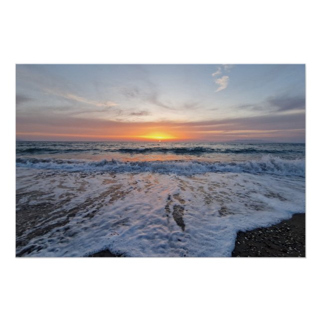 Poster Sunset and soft waves (Devant)