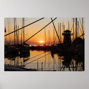 Poster Sunset Bagenkop Harbour, Langeland, Danemark
