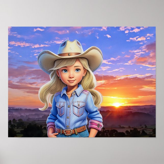 Poster Sunset Cowgirl (Devant)