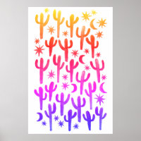 Sunset Desert Fun Cactus Rose Motif Aquarelle