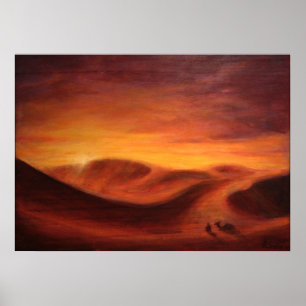 Poster Sunset in the desert of le Sahara