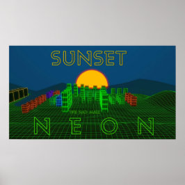 Poster "SUNSET NEON" du Rad Mall (30 po x 16,88 po