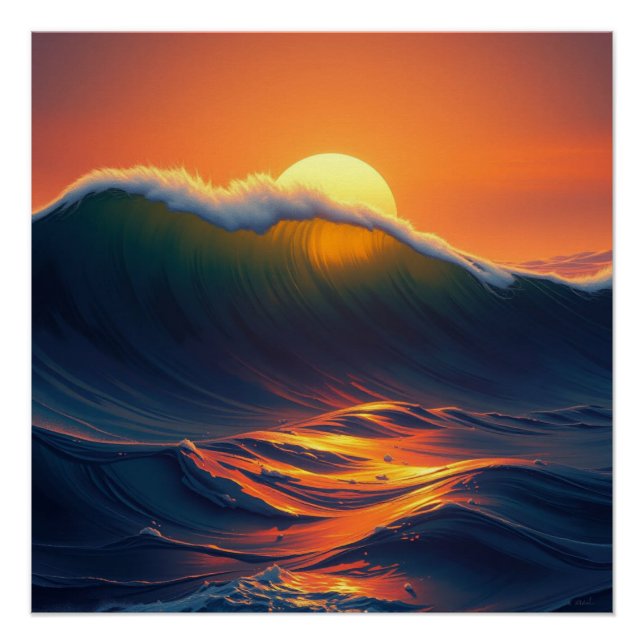 Poster sunset ocean wall art (Devant)
