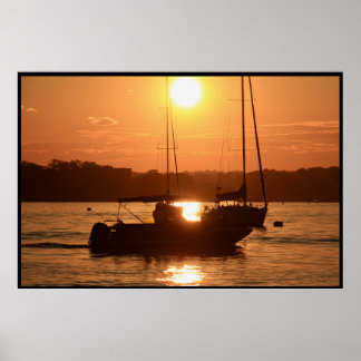 Poster Sunset over Sailboats