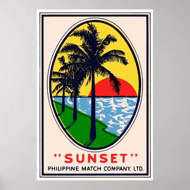 Poster Sunset Philippine Match Company, LTD Étiquette (Devant)