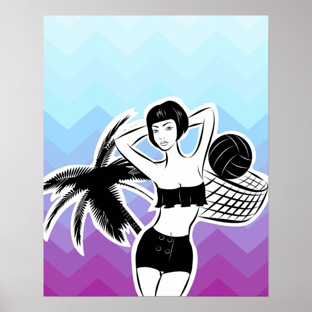 Poster Sunset Resort Chevron Print (Devant)