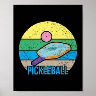 Poster Sunset Retro Pickleball vintage