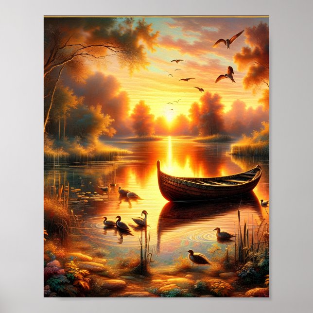 Poster Sunset Rowboat numérique (Devant)