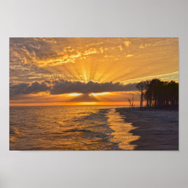 Poster Sunset Sunbeams sur l'île Dauphin, Alabama