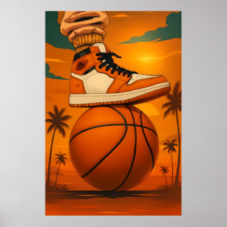 Poster Sunset Vibes Basket sur Basketball