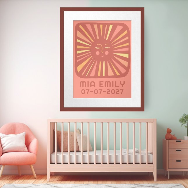 Poster Sunshine Cute Sun CUSTOM BÉBÉ NOM ANNIVERSAIRE Art (Sunshine Cute Sun CUSTOM BABY NAME BIRTHDAY Art Poster
)