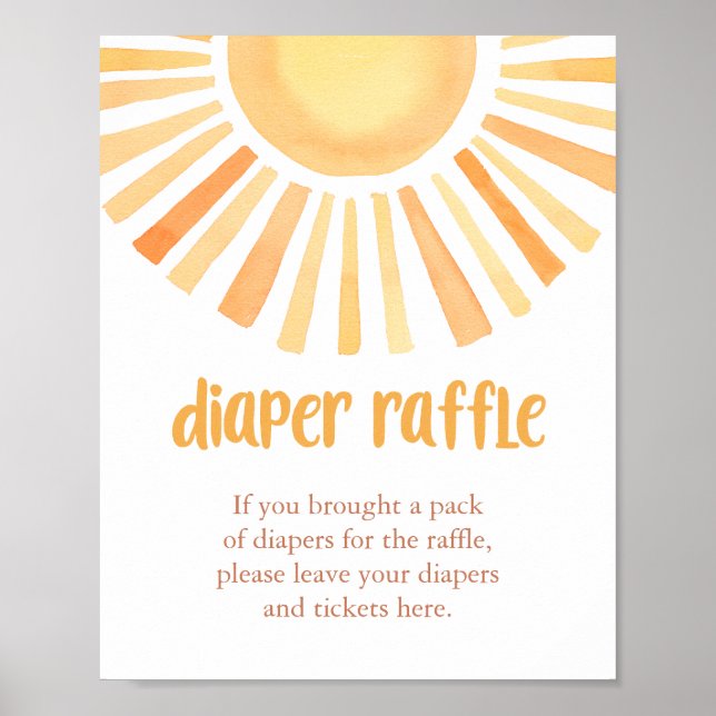 Poster Sunshine Diaper Raffle baby shower neutre pour les (Devant)