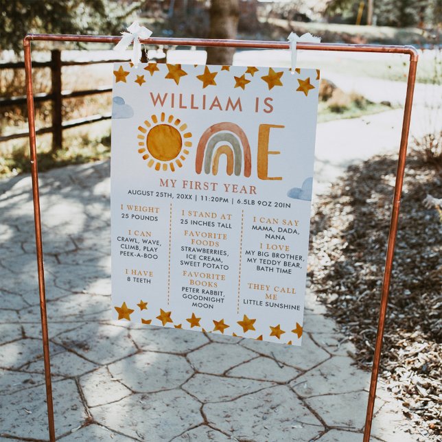 Poster Sunshine et Rainbow 1er Birthday Milestone Board (Créateur téléchargé)