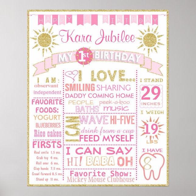 Poster Sunshine Premier panneau d'affichage d'anniversair (Devant)