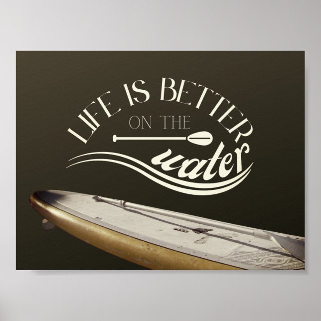 Poster SUP debout paddle sepia rétro (Devant)