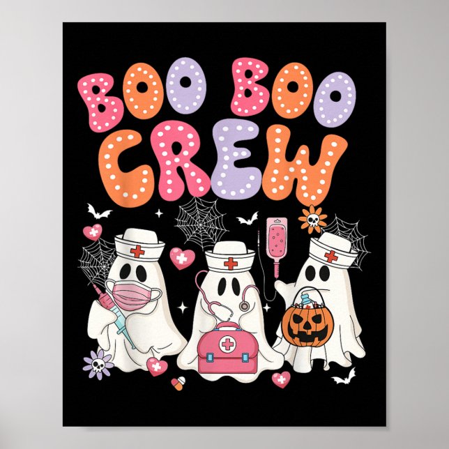 Poster Super Boo Boo Crew Nurse Funny Ghost Halloween Te (Devant)