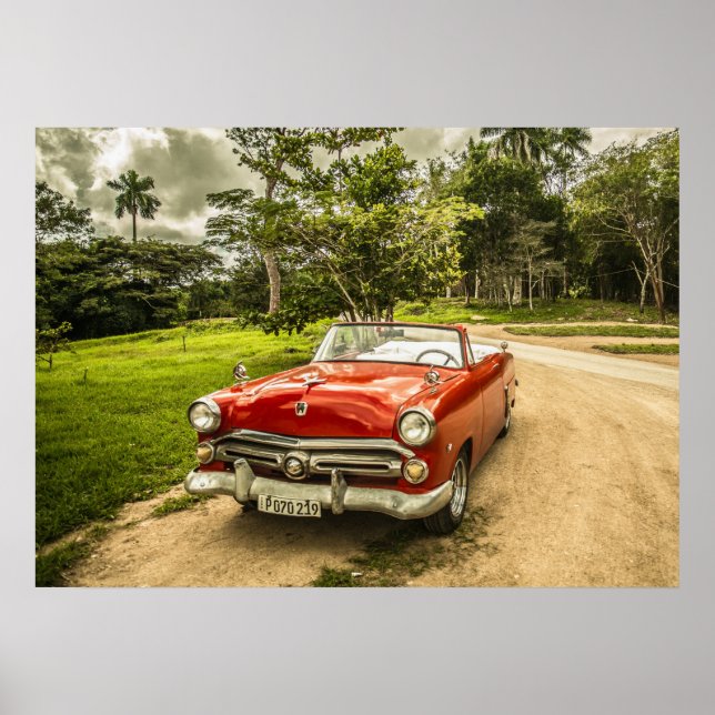 Poster Super Cool Vintage Thunderbird Automobile (Devant)