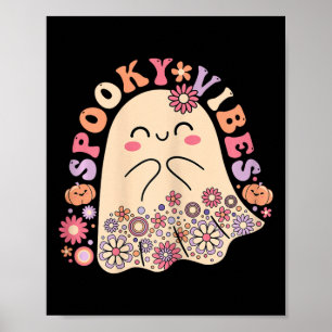 Poster Super Cute Kawaii Ghost Floral Vibes Éffrayantes H