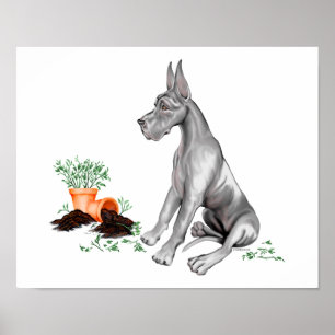 Poster Super Dane Naughty Pup Noir
