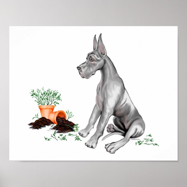 Poster Super Dane Naughty Pup Noir (Devant)