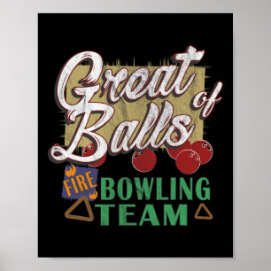 Poster Super équipe de bowling Great Fire drôle vintage p