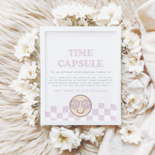 Poster Super fille À damiers visage heureux   Capsule tem