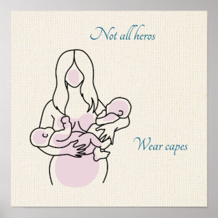 Poster Super-héroïne maman de jumeaux