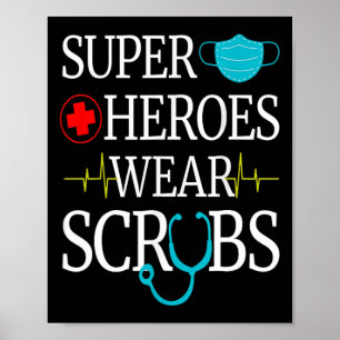 Poster Super Héros Portent Des Scrubs Nurs Médicales