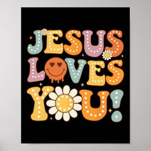 Poster Super Jésus vous aime Enfants Femmes Foi religieus