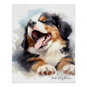 Poster Super mignon ange couchant chiot Bernese Mountain