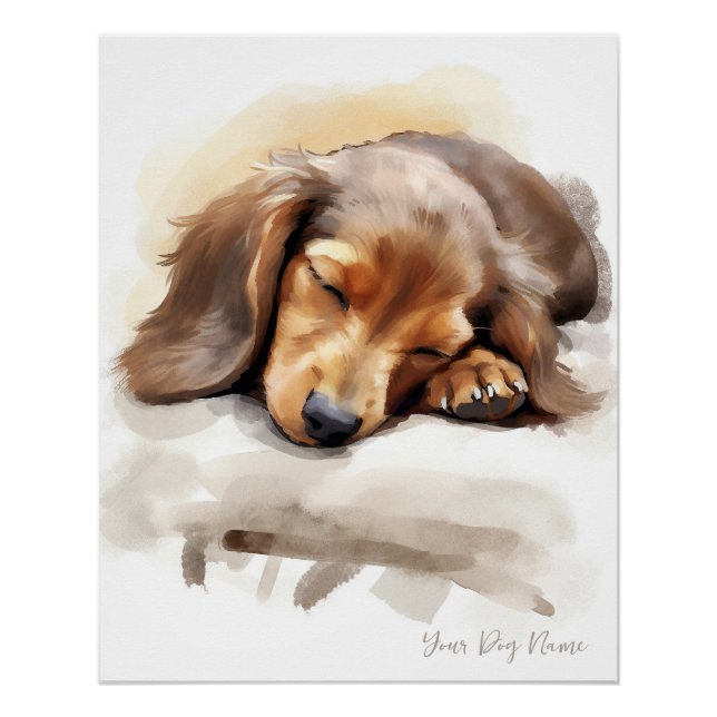 Poster Super mignon ange dormant chiot Dachshund Chien 00 (Devant)