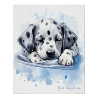 Poster Super mignon ange dormant chiot Dalmatien Chien 00