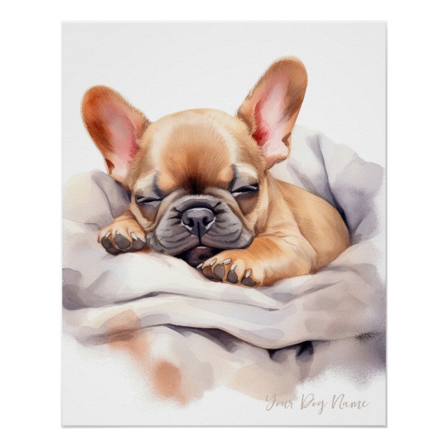 Poster Super mignon ange endormi chiot Français Bulldog 0 (Devant)