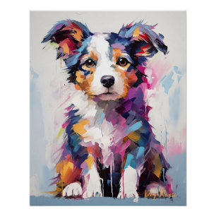 Poster Super mignon Bordure Collie Chien Chien Chien Chie