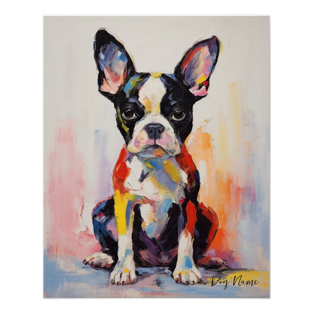 Poster Super mignon Boston Terrier Chien Chien Chien Pupp (Devant)