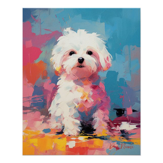 Poster Super mignon Chien Maltais Puppy 003 - Xeno Lucilf (Devant)