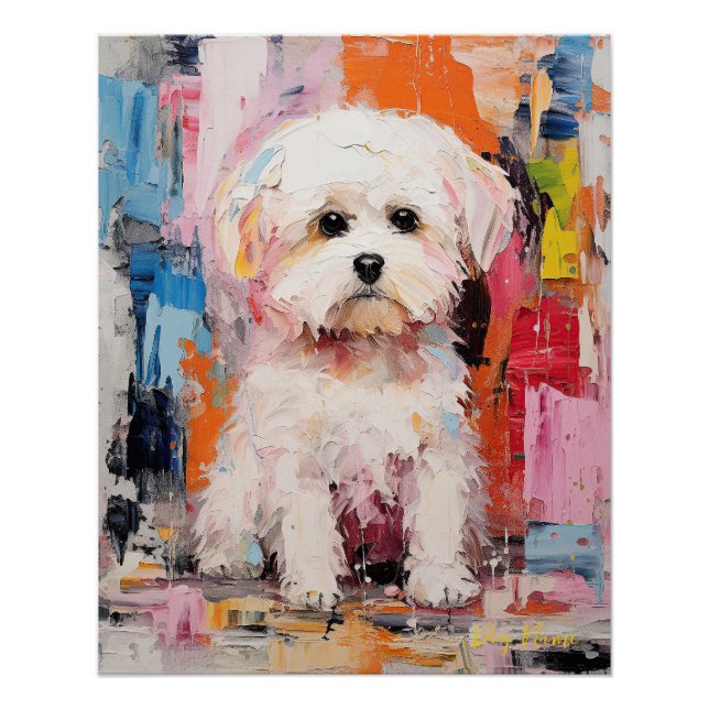 Poster Super mignon Chien Maltais Puppy 004 - Xeno Lucilf (Devant)