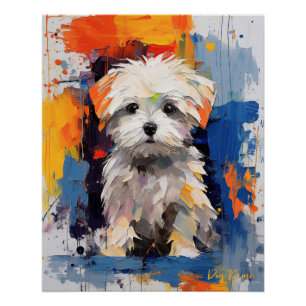 Poster Super mignon Chien Maltais Puppy 005 - Xeno Lucilf