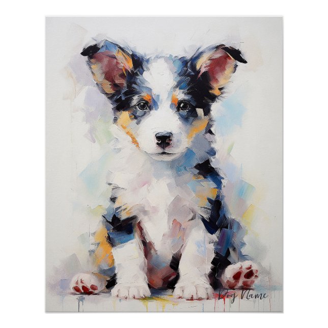 Poster Super mignonne Bordure Collie Chien Chien Chien Ch (Devant)
