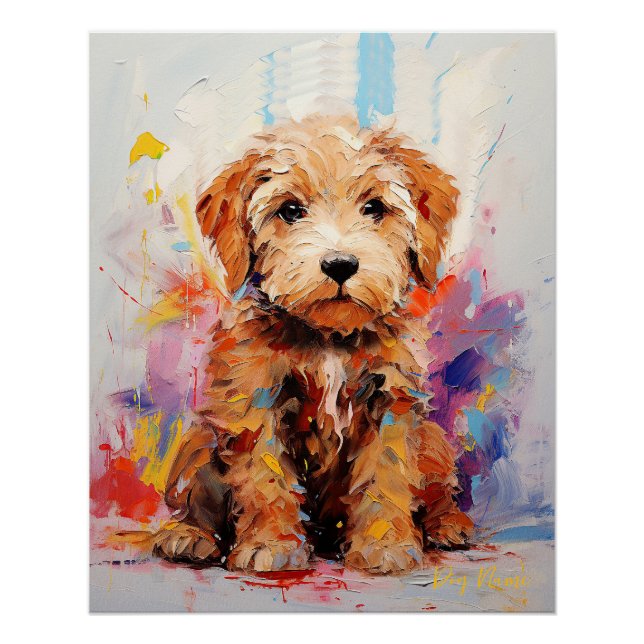 Poster Super mignonne Goldendoodle Chien Chien Chien Chie (Devant)