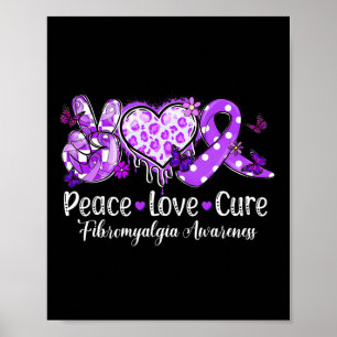 Poster Super Peace Love Cure Purple Ribbon Fibromyalgie