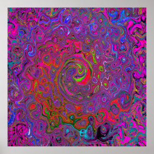Poster Super psychédélique Magenta Retro Liquide Swirl