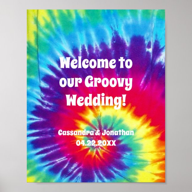 Poster Super Rainbow Cravate-Dye Hippie Event (Devant)