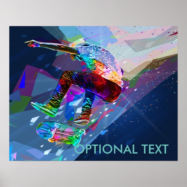 Poster Super rayonne skateboard coloré (Devant)