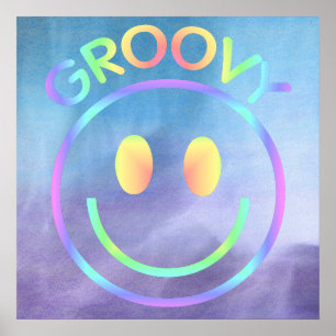 Poster Super Retro Face Purple Pastels
