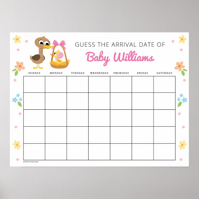 Poster Super simple | 5 Petits canards Baby shower fille (Devant)