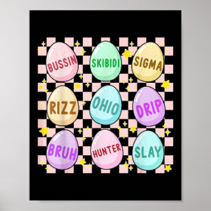 Poster Super Skibidi Oeuf de Pâques Drôle Rizz Mème de Pâ