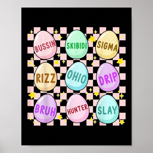 Poster Super Skibidi Oeuf de Pâques Drôle Rizz Mème de Pâ (Devant)