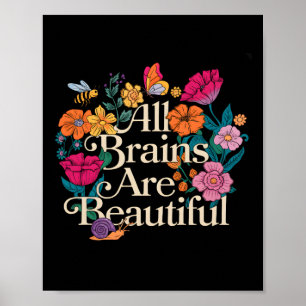 Poster Super Tous Les Cerveaux Sont Beau Autisme Floral A