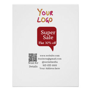Poster super vente affaires remise scannez le code QR dét